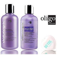 Oligo Blacklight Blue Shampoo & Conditioner DUO Set - Professional Formula for highlighted, bleach, white, and natural blonde hair (with Sleek Compact Mirror)