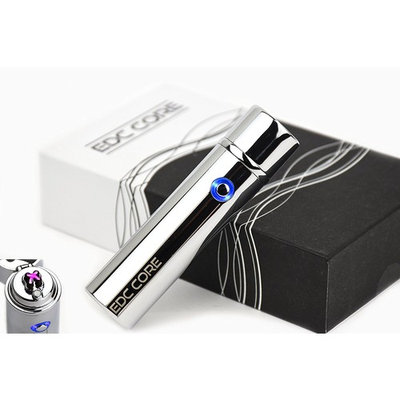 EDC Core Plasma Lighter - Rechargeable Electric Double Arc Flameless Wind Proof Cigar Cigarette Pipe Survival - Luxury Gift Box & USB Charging Cable Included - NO More Narrow Arcs Or Obstructing Lid