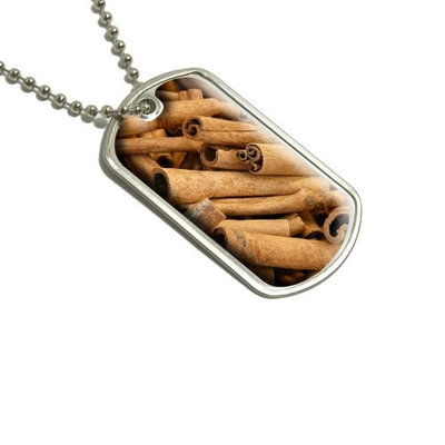 Cinnamon Sticks - Dried Brown Spice Military Dog Tag Luggage Keychain