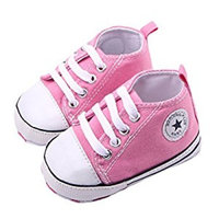 WAYLONGPLUS Infant Cute Canvas Sneaker Toddler Prewalker Anti-skid Soft Trainer Shoes (Pink, Size12)