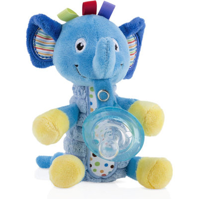 Nuby Snoozie Plush Pacifinder with Small Natural Flex Cherry Pacifier, 0-6 Months, Blue Elephant - 1 Count