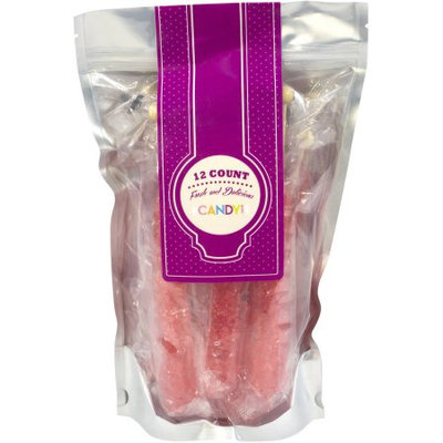 Red Strawberry Rock Candy Sticks 12 Count