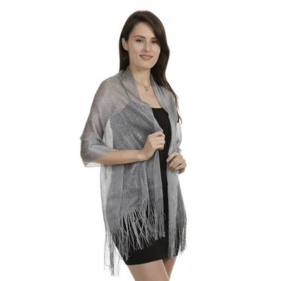 Gilbin Fashion Lightweight Metallic Fring Bridal Shawl Wrap Beach Cover Up Weddings Evening Scarfs