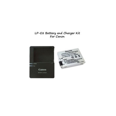 Lce8kit LC E8 LCE8E Battery Charger LP E8 Li Ion Battery, for Canon Rebel T2i, T3i, T4i, T5i Digital SLR C