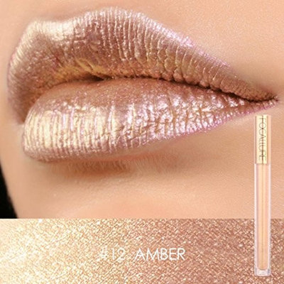 Creazy FOCALLURE New Fashion Lipstick Cosmetics Women Sexy Lips Metallic Lip Gloss
