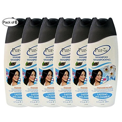Purest Lasting Anti-Dandruff Shampoo With Chamomile+Icy Mint(200ml) (Pack of 6)