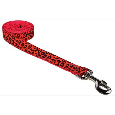 Sassy Dog Wear LEOPARD-ORANGE3-L 6 ft. Leopard Dog Leash Orange - Medium