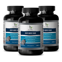 Hair growth - ANTI GRAY HAIR NATURAL COMPLEX 1200mg - Folic acid supplement - 3 Bottles 180 Capsules