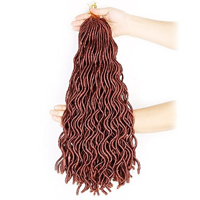 Curly Faux Locs Crochet Hair 18 inch (6 Packs) (#350) 24 Roots Wavy Faux Locs Crochet Braids Hair