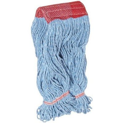 Impact L270LG Cotton/Synthetic Blend Saddle-Type Looped-End Wet Mop with Tailband, Large, Blue/Red Tailband (Case of 12)