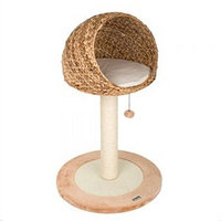 Elegant Round Woven Cat Tree Made From Hand-woven Banana Leaf - Very Sturdy Activity Tree With Extremely Durable Scratching Post and Cosy Sleeping Bed