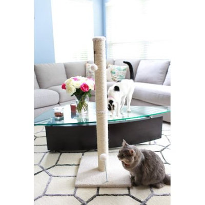 One Source International, Llc 36 inch Sisal Scratching Post (Beige Fleece 16x16 Base)