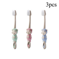 Sunbowstar Bamboo Charcoal Soft and Ultra Fine Bristles Toothbrushes Wheat Straw Superfine Teeth Toothbrush for Kids and Adult-Piggy Shape (Pack of 3)