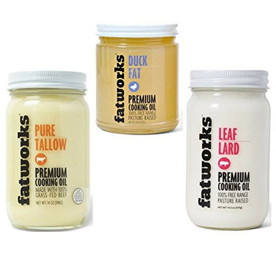 ULTIMATE FAT MULTI-PACK: Fatworks Pure Tallow - 14 oz, Fatworks Duck Fat - 8 oz, and Fatworks Premium Leaf Lard - 14 oz