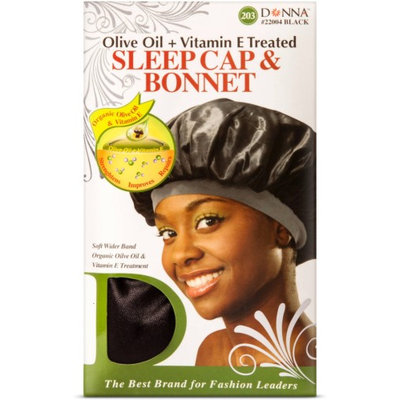 Donna Collection Olive Oil & Vitamin E Treated Sleep Cap & Bonnet, Black 1 ea
