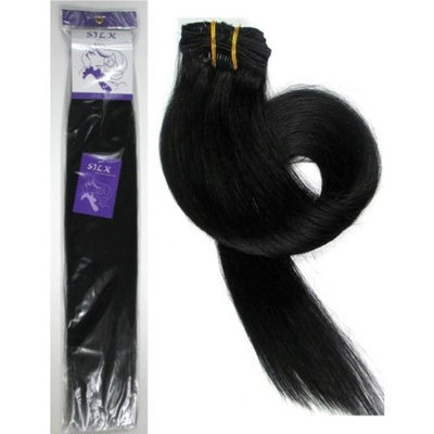 Grammy 15 Inch 7pcs Remy Clips in Human Hair Extensions 70gr with Clips for Highlight (#1b Natural Black)