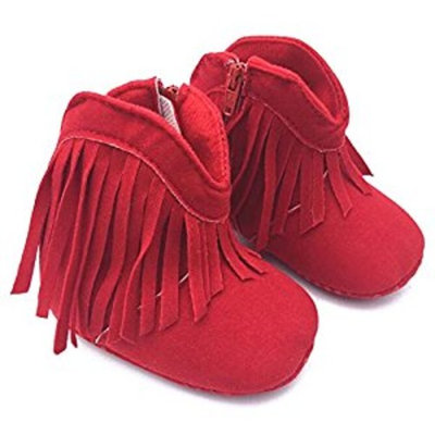 Highdas Newborn Baby Girl Boy Kids Prewalker Solid Fringe Shoes Infant Toddler Soft Soled Anti-slip Boots Booties