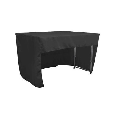 LA Linen TCpop-OB-fit-48x24x30-BlackP24 1.42 lbs Open Back Polyester Poplin Fitted Tablecloth Black