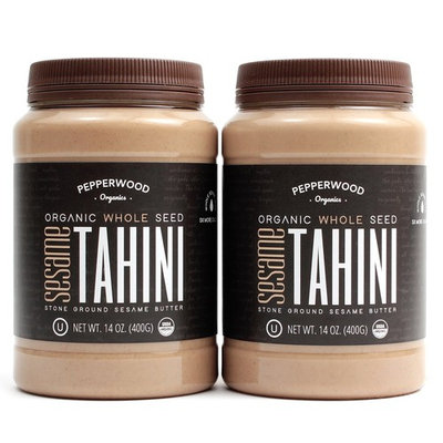 Pepperwood Organic Stone-Ground Whole Sesame Tahini Paste, Unhulled, Unsalted, Non-GMO, Gluten-Free, Kosher, Vegan, USDA Organic, Peanut-Free, 14 Ounce