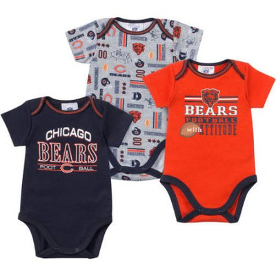 NFL Chicago Bears Baby 3-Pack Short Sleeve Bodysuit Set