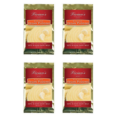 Vegan Instant Banana Pudding- 4 Pack by Vivian's Live Again Dairy Free, Soy Free, Gluten Free