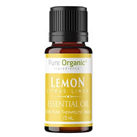 Lemon Pure Essential Oil 15 ml by Pure Organic Ingredients, Uplifting & Energizing Citrus Aroma, Powerful Cleansing Agent, Natural Detox, Convenient Dropper Cap Bottle (15 ml (2.5 oz))