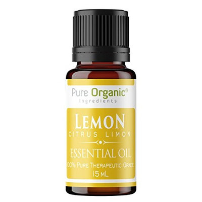 Lemon Pure Essential Oil 15 ml by Pure Organic Ingredients, Uplifting & Energizing Citrus Aroma, Powerful Cleansing Agent, Natural Detox, Convenient Dropper Cap Bottle (15 ml (2.5 oz))