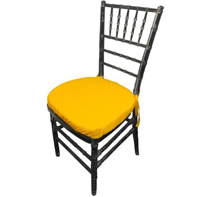 LA Linen PopChiavaryPadCover-Pk4-YellowDrkP47 Polyester Poplin Chiavary Chair Cushion Cover Yellow Dark - Pack of 4