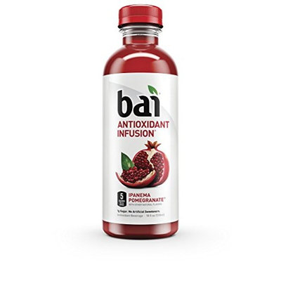 Bai Flavored Water, Ipanema Pomegranate, Antioxidant Infused Drinks, 18 Fluid Ounce Bottles, 6 count