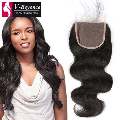 V-Beyonce 4x4 Lace Closure Free Part With Baby Hair Brazilian Virgin Hair Body Wave Closure 14