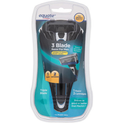 Equate Men's 3-Blade Razor with 2 Replacement Cartridges