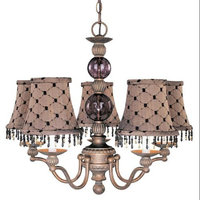 Caprice 5-Light Chandelier w Brown Shade