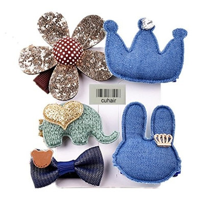 cuhair 5pcs Cute Flower Cartoon Baby Toddler Girl Hair Clip Barrettes Hair Claw Hair Accessories