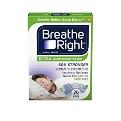 Breathe Right Extra Strength Clear Drug-Free Nasal Strips for Congestion Relief, 26 count - Pack of 3