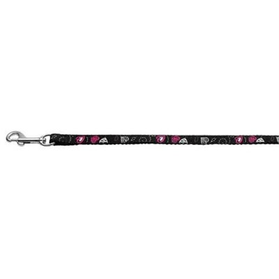 Mirage Pet Products 125009 3804BK Crazy Hearts Nylon Collars Black .38 wide 4Ft Lsh