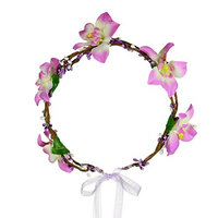 Valdler Lily Flower Crown with Adjustable Ribbon for Wedding Festivals