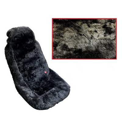 Lavohome Premium Sheepskin Auto Seat Cove Front Car Seats (One Seat Cover, Black)