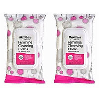 Maxithins Feminine Hygiene Cleansing Cloths for Sensitive Skin with Aloe, 2-pk