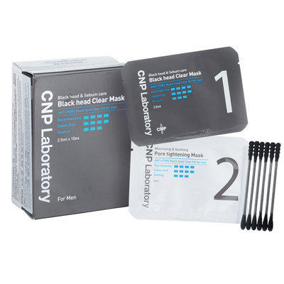 CNP Laboratory - Anti-Pore Black Head Clear Kit (For Men): Black Head Clear Mask 10 pcs + Pore Tightening Mask 10 pcs + Cotton Swabs 20 pcs 40 pcs