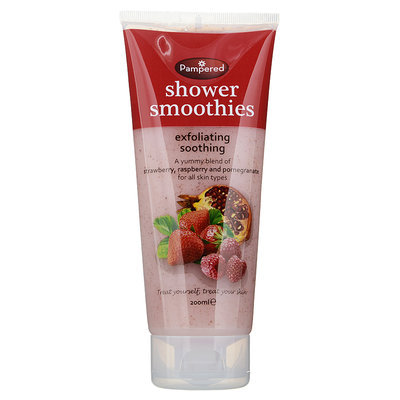 Pampered - Shower Smoothies Exfoliating Soothing (Blend: Strawberry, Raspberry and Pomegranate) 200ml