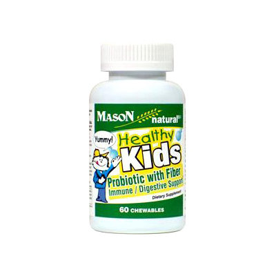 Healthy Kids Probiotic with Fiber, 60 Chewable Tablets, Mason Natural