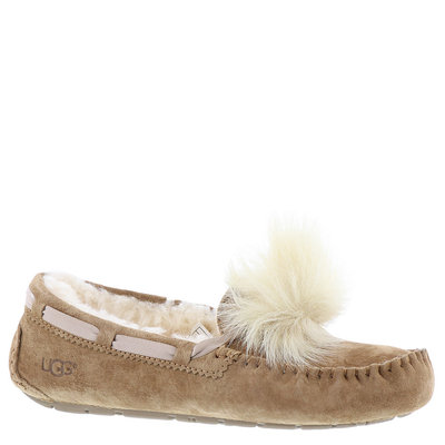 Women's Ugg Dakota Genuine Shearling Pompom Slipper, Size 8 M - Brown