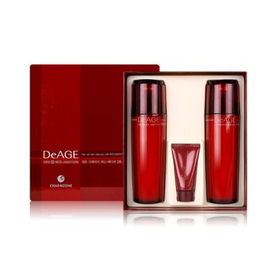 Charm Zone DeAGE Red Addition Set: Skin Toner 110ml + Emulsion 110ml + Control Cream 15ml 3pcs