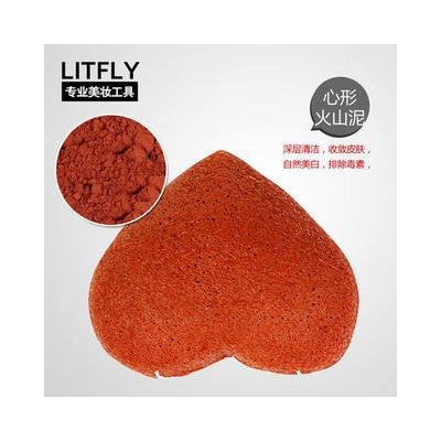 Litfly Natural Konjac Sponge (Volcanic Mud) (Heart) 1 pc
