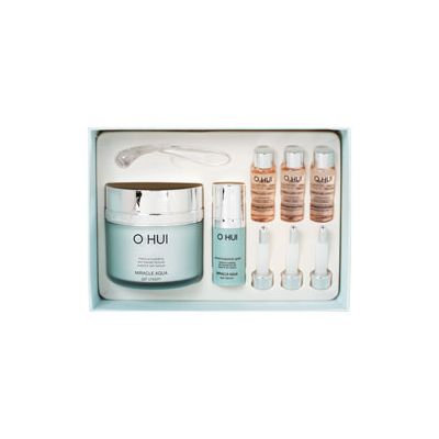 O Hui Miracle Aqua Gel Cream Special Set: Gel Cream 100ml + Eye Serum 10ml + Miracle Moisture Ampoule 777 7ml x 3pcs 5pcs