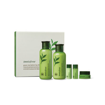 Innisfree - Green Tea Balancing Special Skin Care Set: Skin 200ml + 15ml + Lotion 160ml + 15ml + Cream 5ml 5pcs