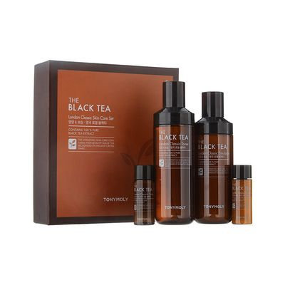Tony Moly - The Black Tea London Classic Set: Toner 180ml + 20ml + Emulsion 160ml + 20ml 4pcs