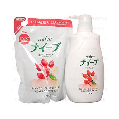 Kracie - Na ve Body Wash (Rose Hip) Set: Body Wash 580ml + Refill 420ml 2 pcs