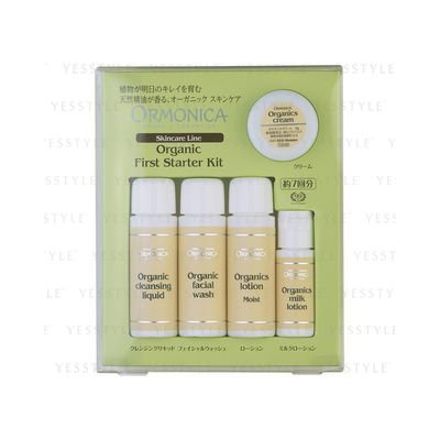 ORMONICA - Organic First Starter Kit: Cleansing Liquid 20ml + Facial Wash 20ml + Lotion Moist 20ml + Milk Lotion 10ml + Cream 6g 5 pcs