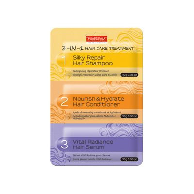 PUREDERM - 3-in-1 Hair Care Treatment: Silky Repair Hair Shampoo 10g + Nourish & Hydrate Hair Conditioner 10g + Vital Radiance Hair Serum 10g 30g